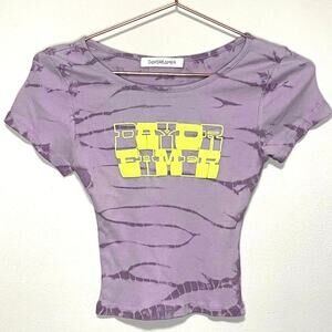 Daydreamer Shrunken Tee in Dark Purple Light Purple with Green Daydreamer XS